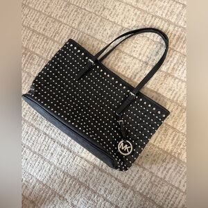 Michael Kors Black Studded MK Tote